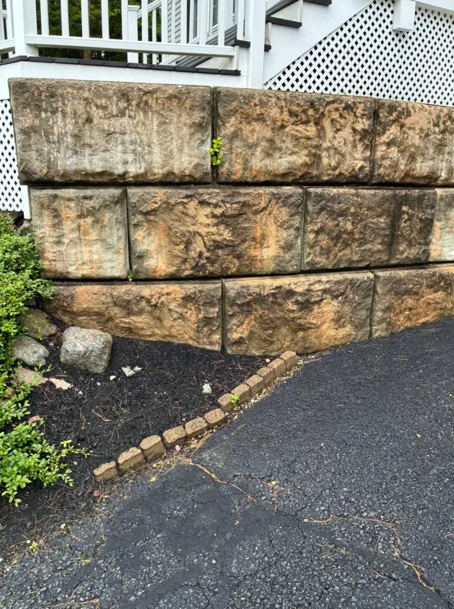 Before Retaining Wall Cleaning in Worcester County, MA — Pro Pressure Washing